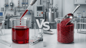 Comparação técnica entre pigmento líquido e masterbatch sólido para coloração de plásticos