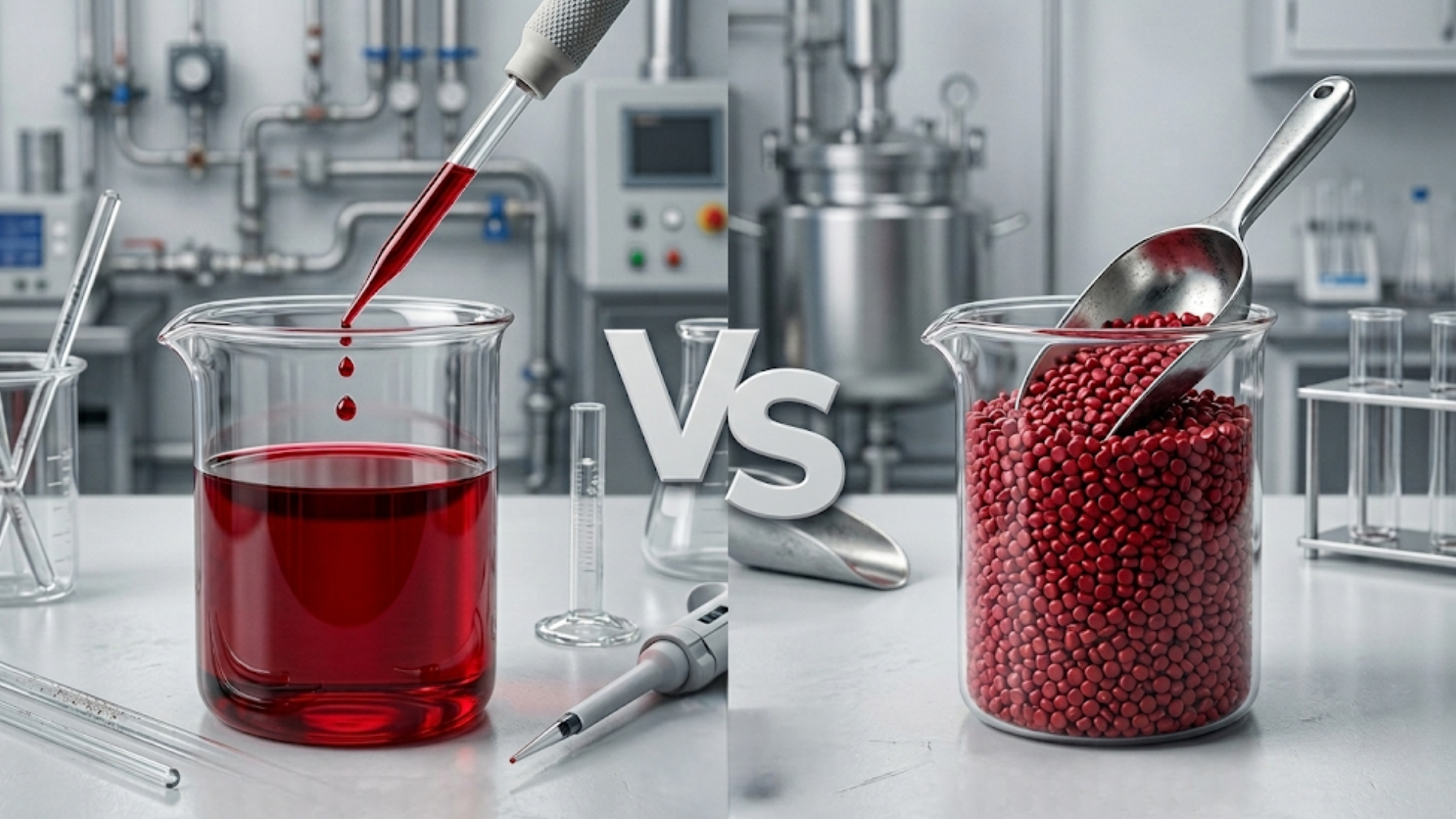 Compara&ccedil;&atilde;o t&eacute;cnica entre pigmento l&iacute;quido e masterbatch s&oacute;lido para colora&ccedil;&atilde;o de pl&aacute;sticos